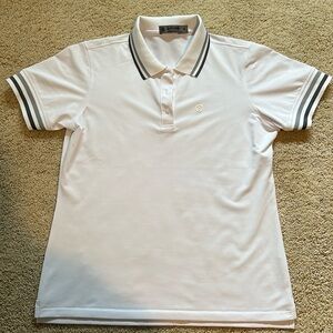 G/Fore women’s white polo size small With striped collar